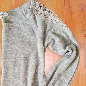 2/$35 - Aéropostale Heather Wide Neck Grey Shoulder Knit Sweater- XS